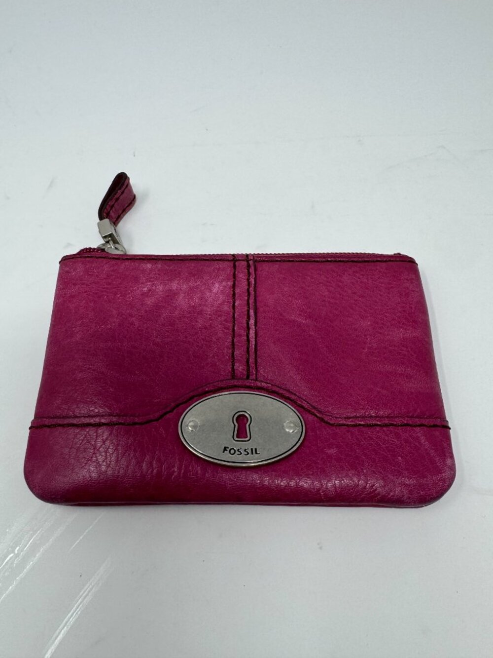 Fossil Magenta Pink Genuine Leather Coin Purse ID Wallet